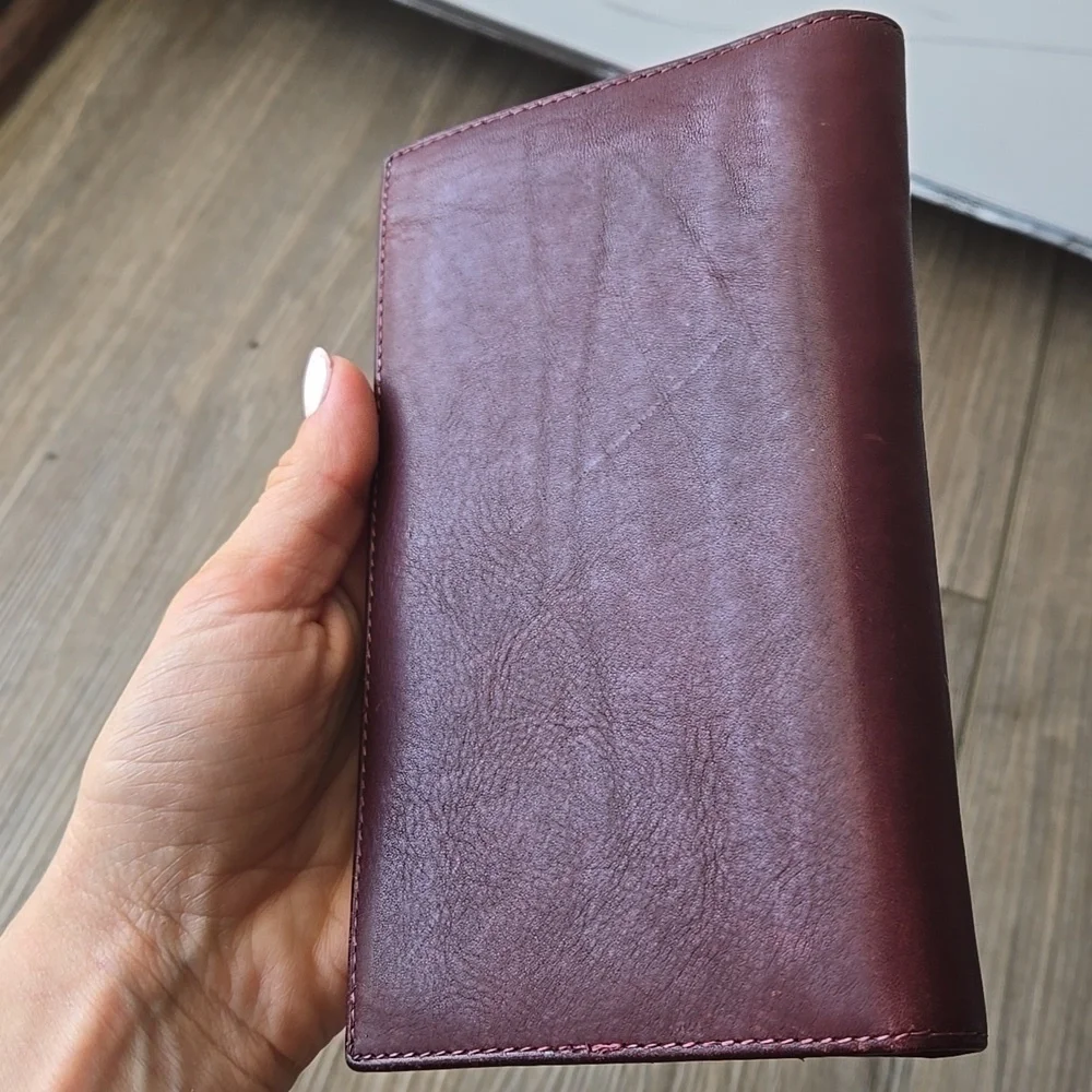 Vintage Tiffany & Co. Burgundy Long Wallet With Pen Holder And Notepad